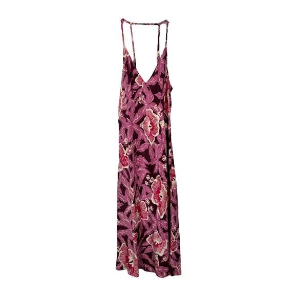 Equipment Allianna Floral Print Silk Dress Small Hawaiian Retro Midi Purple Red - Picture 3 of 9